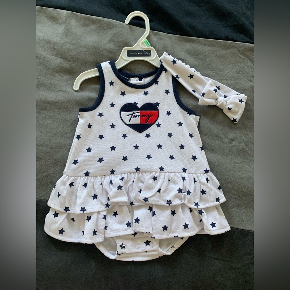 Toddler Tommy Hilfiger One Piece and Headband NWT